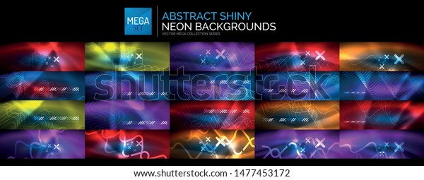 Mega Set Blue Color Neon Light Stock Vector Royalty Free 1477453172