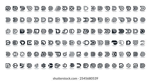 mega set bundles, Initial letter D abstract logo design vector icon template