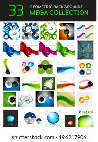 Mega set of business geometric layout abstract templates. 43 backgrounds