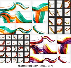 Mega set of business wave corporate backgrounds. Vector illustration