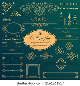 Mega set of calligraphy design elements and page decoration as Islamic motifs, Vector EPS