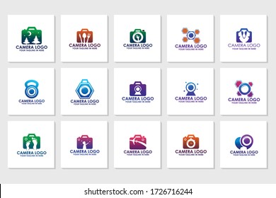 Mega set of camera logo design template vector, photography logo design template