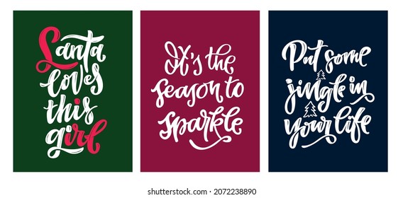 Mega set! Christmas quote. Winter xmas slogan. Hand drawn Calligraphic lettering. Inspirational text for invitation design. Vector illustration.