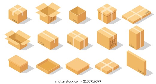 Mega set collection of cardboard boxes to shipping