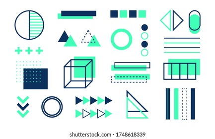 Mega set collection of memphis design elements graphic design. Template for corporate or company business project. Eps 10 illustration.