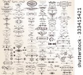 Mega set or collection of vector calligraphic decorative elements for design