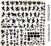 Mega set or collection of vector high quality shapes for heraldic projects