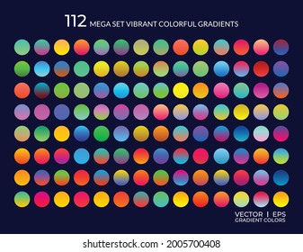 Mega set collection Vibrant gradients palettes combinations swatches Vector Template.