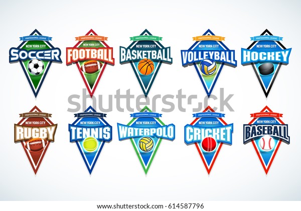 Mega Set Colorful Sports Logos Soccer Stock Vector (Royalty Free) 614587796