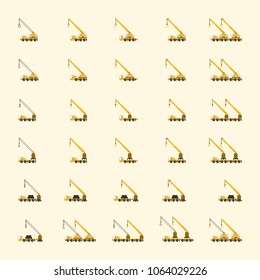 Mega set of crane truck flat design