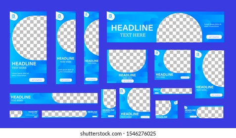 mega set of creative web banners of standard size with a place for photos. 
Business ad banner. colorfull banner set pack. Vertical, horizontal and square template. vector illustration EPS 10
