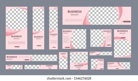 mega set of creative web banners of standard size with a place for photos. 
Business ad banner. colorfull banner set pack. Vertical, horizontal and square template. vector illustration EPS 10
