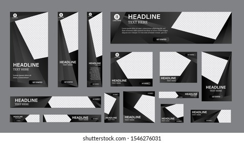 mega set of creative web banners of standard size with a place for photos. 
Business ad banner. colorfull banner set pack. Vertical, horizontal and square template. vector illustration EPS 10
