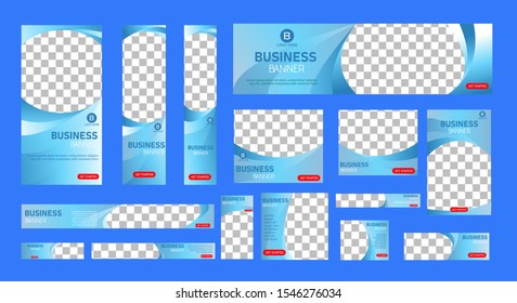 mega set of creative web banners of standard size with a place for photos. 
Business ad banner. colorfull banner set pack. Vertical, horizontal and square template. vector illustration EPS 10