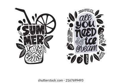 Mega set. Cute hand drawn doodle lettering postcard. Lettering art for poster, banner, web, t-shirt design.