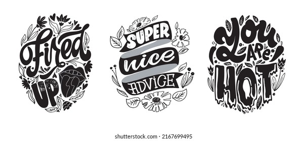 Mega set. Cute hand drawn doodle lettering postcard. Lettering art for poster, banner, web, t-shirt design.