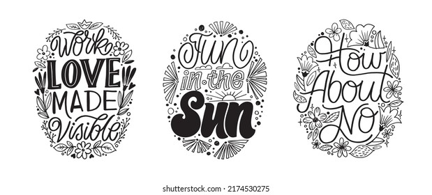 Mega set. Cute hand drawn motivation lettering postcard. Lettering art for poster, t-shirt design.