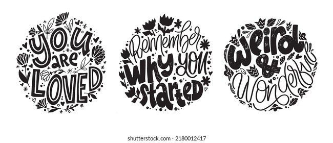 Mega set. Cute hand drawn doodle lettering postcard. Lettering art template banner,  t-shirt design.