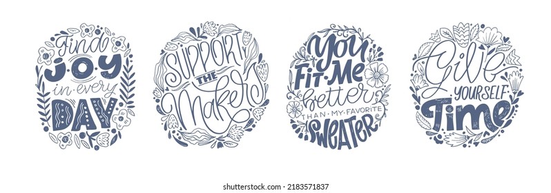 Mega set. Cute lettering motivation phrase postcard. Lettering art for t-shirt design.