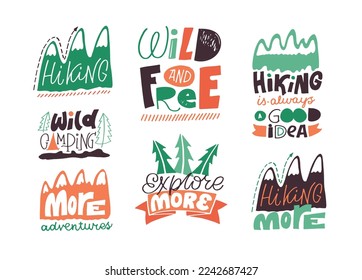 Mega set of design elements about camp, hiking, adventures. time to travel.