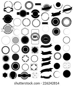 Mega set of design elements for retro label and ribbons