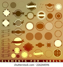 Mega set of design elements for retro label and ribbons