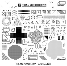 Mega set of design elements, template for your project, animation, and, advertising, advertisement, commercial banner, poster, t-shirt. Big black and white vector collection