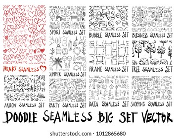 MEGA set of doodles seamless vector background.