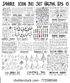 MEGA set of doodles vector. Super collection of christmas, ribbon, frame, heart, school, font, arrow, summer, tree, business, sport, party, info, shopping, bubble, home, avatar, star, easter, wedding,