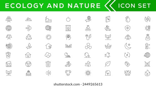 Mega set of ecology icons in trendy line style. Big set Icons collection. Vector illustration