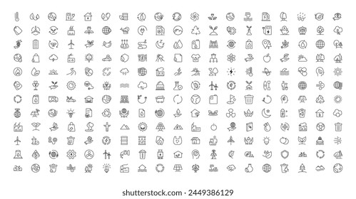 Mega set of ecology icons in trendy line style. Big set Icons collection. Vector illustration