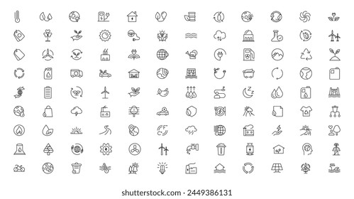 Mega set of ecology icons in trendy line style. Big set Icons collection. Vector illustration