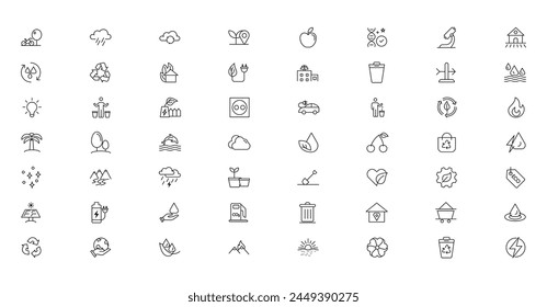 Mega set of ecology icons in trendy line style. Big set Icons collection. Vector illustration