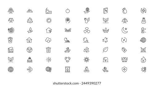 Mega set of ecology icons in trendy line style. Big set Icons collection. Vector illustration