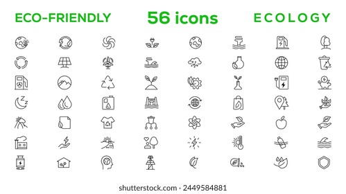 Mega set of ecology icons in trendy line style. Big set Icons collection. Vector illustration