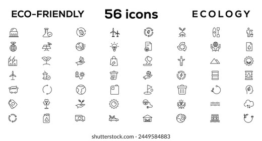Mega set of ecology icons in trendy line style. Big set Icons collection