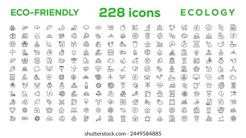 Mega set of ecology icons in trendy line style. Big set Icons collection. Vector illustration