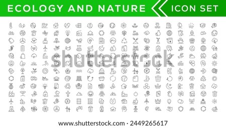 Mega set of ecology icons in trendy line style. Big set Icons collection. Vector illustration