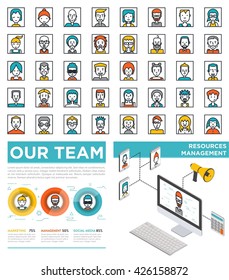 Mega Set of Flat Avatars with organization designs