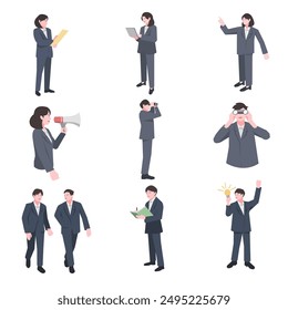 Mega set of flat design concepts, business making with people character situations. Collection of different scenes. Collection vector illustration
