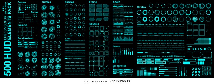 Mega set Futuristic Hud elements. Futuristic virtual graphic touch user interface