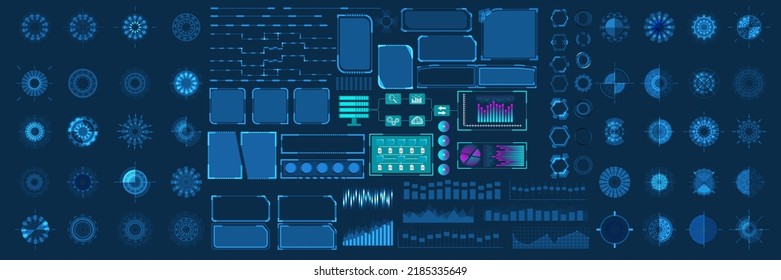 Mega set Futuristic Hud elements. Futuristic virtual graphic touch user interface. Futuristic blue virtual graphic touch user interface