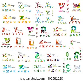 Mega set of geomeric company logos. Corporate business branding design elements
