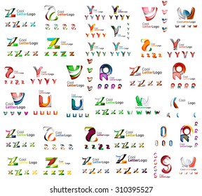 Mega serie de logos de empresas geométricas. Elementos de diseño de marca de negocios corporativos