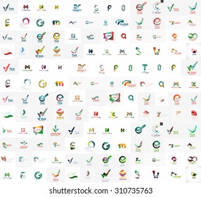 Mega set of geomeric company logos. Corporate business branding design elements