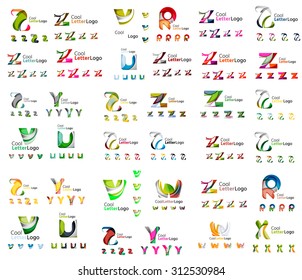 Mega set of geomeric company logos. Corporate business branding design elements