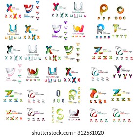 Mega-Reihe von geomeren Firmenlogos. Designelemente für Unternehmensmarken