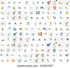 Mega set of geomeric company logos. Corporate business branding design elements