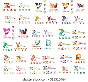 Mega set of geomeric company logos. Corporate business branding design elements