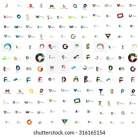 Mega serie de logos de empresas geométricas. Elementos de diseño de marca de negocios corporativos